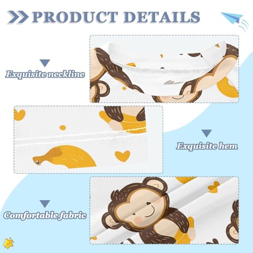 ALAZA Kids Rash Guard Girls Boys Toddler Swim Shirts Short Sleeve Monkey Banana Lovely UPF 50+ 3T3