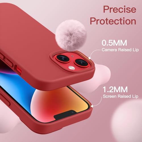 Jetech Cover Silicone Per Iphone 14 6,1 Pollici, Protettiva Per Tutto Il Corpo Morbida Al Tatto, Custodia Antiurto Con Fodera In Microfibra (Rosso) - 5