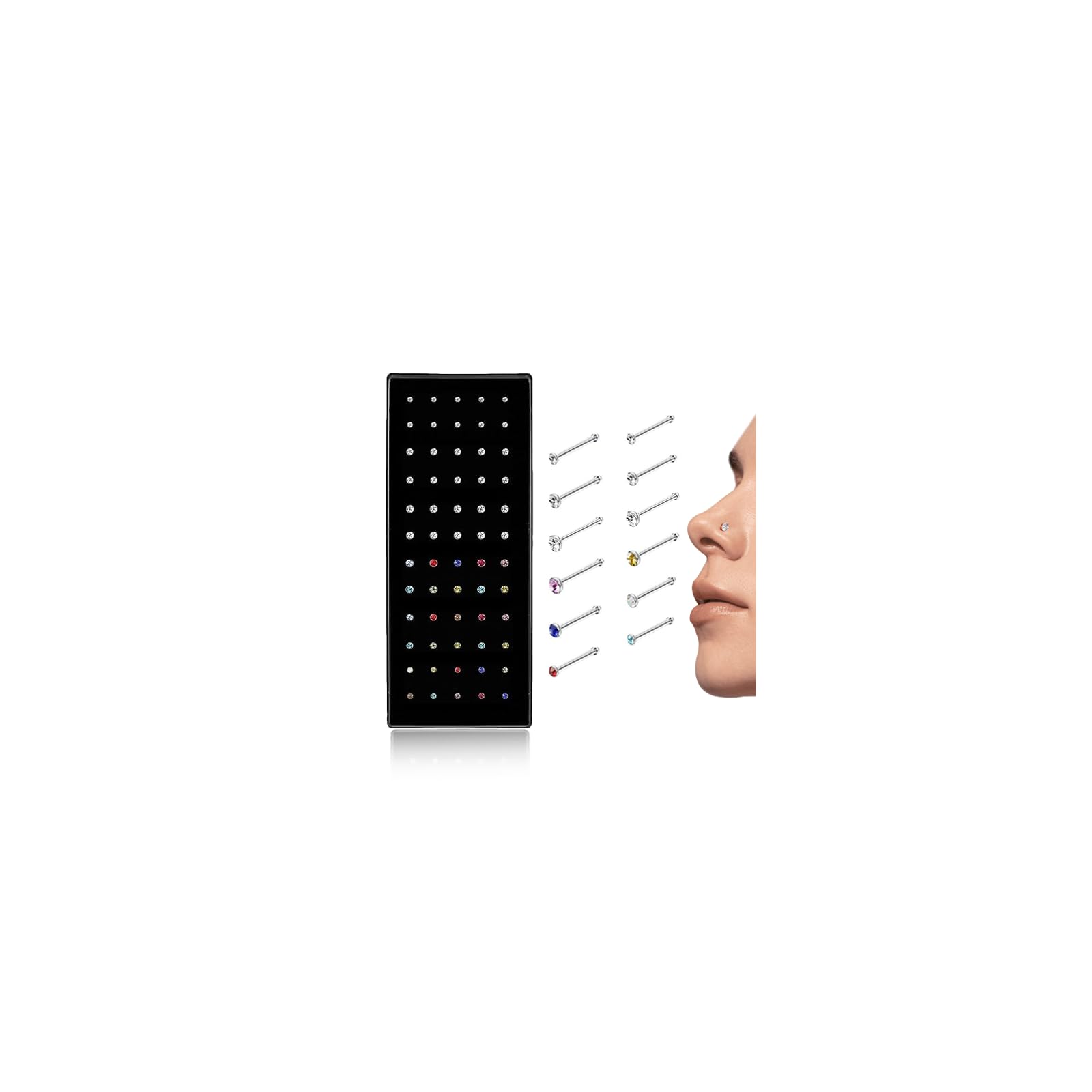 Cute Nose Rings for Women, Surgical Stainless Steel Nose Studs Women Men 20g Small Nose Rings Bone Studs, Hypoallergenic Real Nose Piercings Body Jewelry Bulk Unique Tiny