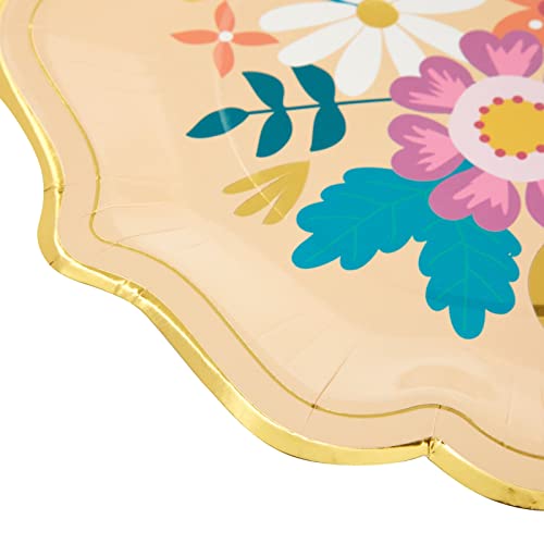 24 Pack Vintage Floral Paper Plates With Scalloped Edges For Spring Tea, Mexican Fiesta Party, Wedding (9 In) #TOP3