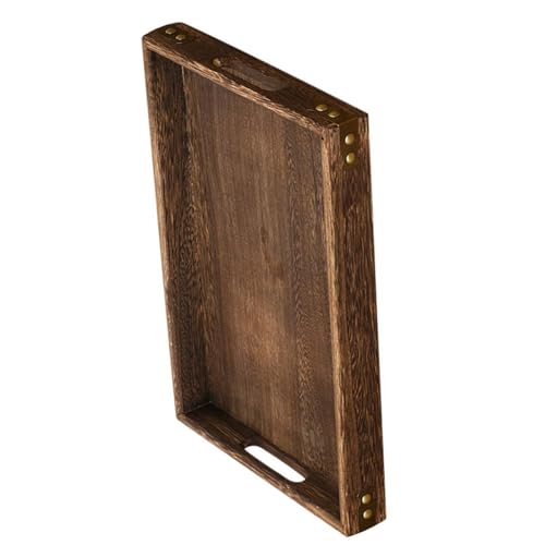 BESTonZON 日式木製サービングトレイ お盆トレー 木の香り漂う多目的コーヒーテーブルトレイ 軽量で割れにくい和風スナックプレート 食器収