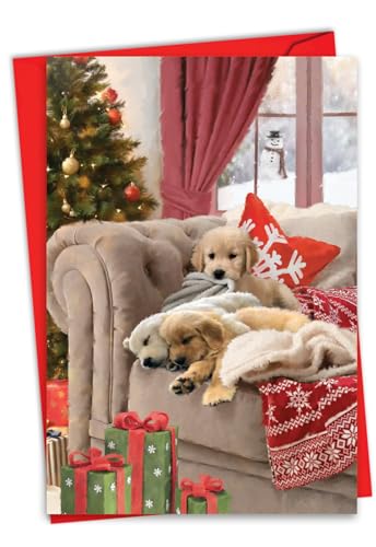 NobleWorks クリスマスペーパーカード 5×7インチの封筒付き (カード1枚) メリークリスマス ホリデー カウチラボ C8745XSG