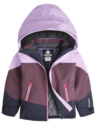 GEMYSE Girls Winter Coat Waterproof Windproof Girls Ski Jacket with Hood Kids Quilted Outerwear