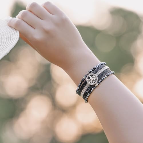 FANCY SHINY Tree of Life Leather Wrap Bracelet Beaded Crystal Bracelet Boho Jewelry Gifts for Women with Magenetic Clasp3