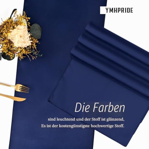 YMHPRIDE 6 Stück Satin-Tischläufer, 30 x 180 cm lang, Seidentischläufer für Hochzeit, Party, Geburtstag, Bankett, Tischdekoration… – Ansicht 3