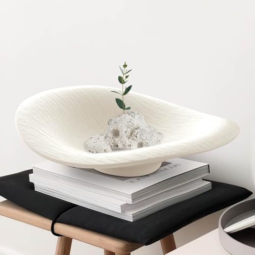 Cuenco decorativo para decoración del hogar, bandeja de llaves de 10 pulgadas para mesa de entrada, cuenco de frutas moderno para encimera de cocina, cuenco de cerámica blanca para cocina estética,