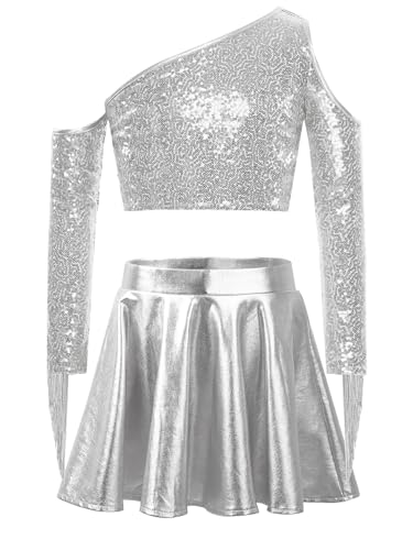 Costume performance argent fille résistant et confortable pour examen danse jazz - 3