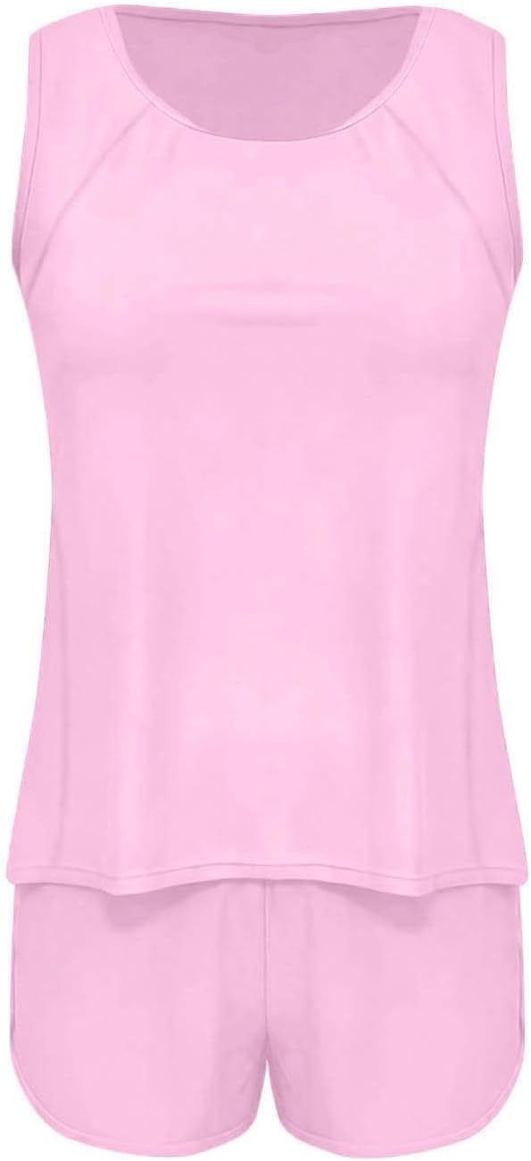 Girls Tankini Swimsuits Boyshorts Two Piece Bathing Suits Padded Tank Tops with Board Shorts for 5-15 Years