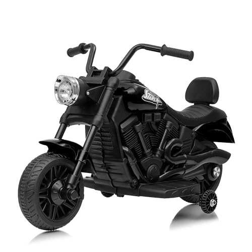 ZoomBuggy Elektro Motorrad Kinder, 6V Motorrad mit Soft Start und Federung, Kinder Elektroauto mit Musik und Licht, inklusive 2 Stützräder