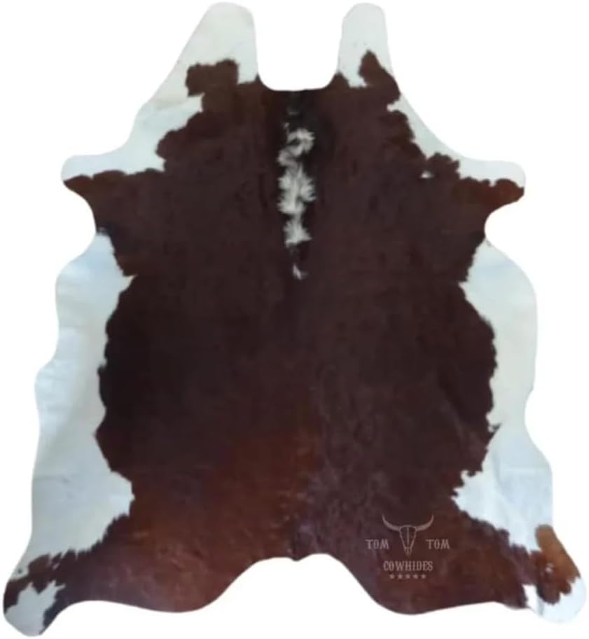 Cowhides Rug 7x6.5 Hereford Natural Leather