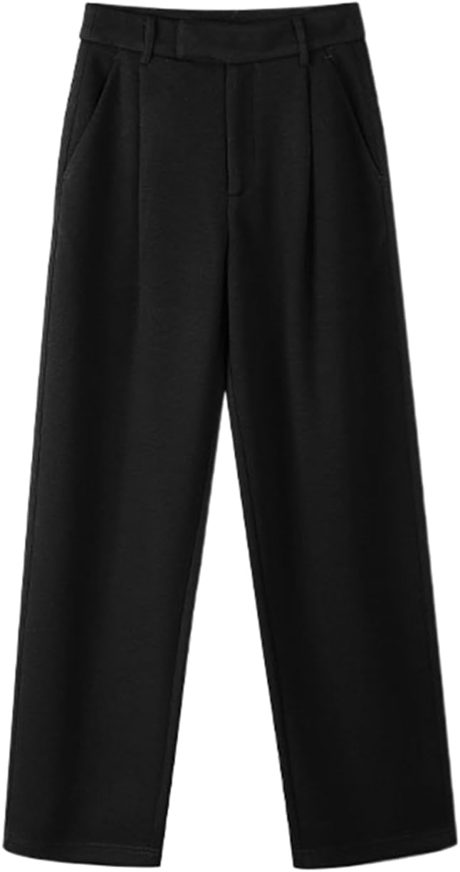 Women's Suit Pants French-Style Wide-Leg High-Waisted Loose Straight Trousers