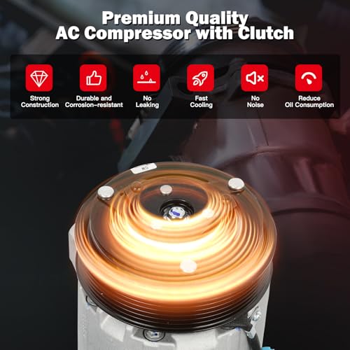 Image of Air Conditioning Compressor for Buick Allure LaCrosse for Chevrolet Impala | for Chevrolet Monte Carlo 3.8L 2004-2005 Replaces AC Compressor for Car 6 Grooves