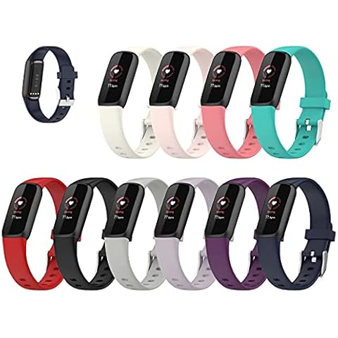 Lemspum Compatible Silicone Bands Sports Wristbands Replacement for Fitbit Luxe, Luxe Special Edition Fitness Tracker Accessories Small/Large Watchbands (S (5.1"-7.1"), 10PCS) Cover