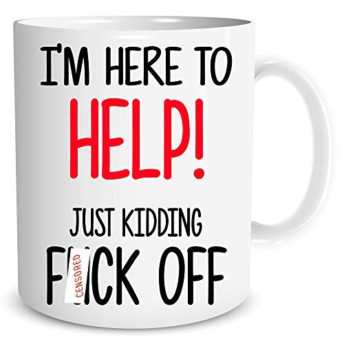 Funny Mugs I'm Here to Help Just Kidding Fuck Off Work Mug Office Mug Colleague Coworker Banter Humour Rude Profanity Gift Coffee WSDMUG1499