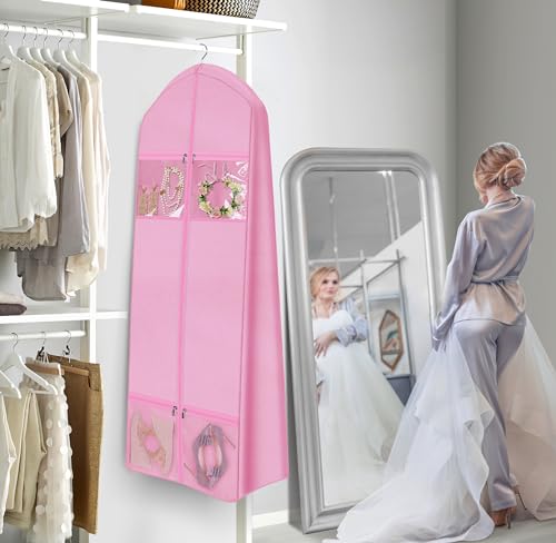 MISSLO 60" Foldable Garment Bags for Travel for Women 70" Wedding Dress Garment Bag with Bride Tote Bag3