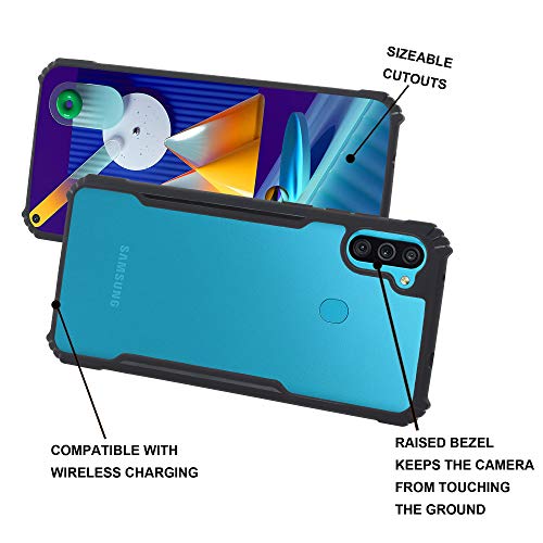 Image of LIRAMARK Transparent Clear Shock Proof Back Cover Case Designed for Samsung Galaxy A11 / Galaxy M11 (Black)