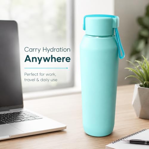 Image of Stainless Steel Water Bottle for School Office Travel | Printed Water Bottle | Drinking Bottle for Home Gym College | Stylish Bottle for Daily Use Picnic & Gifting (Mint Green)