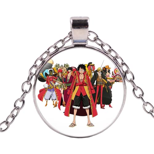 Anime Collection Luffy Choker Necklace for Women Cute Round Pendant Necklace, 金属