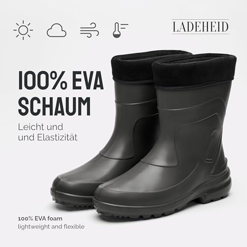 Ladeheid Thermo Eva Gummistiefel Damen gefüttert wasserdichte und federleichte Regenstiefel Damen LA-800-2017 (Graphite/Schwarz, 40 EU)