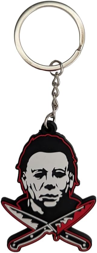 Halloween 2 Michael Myers Crossed Knives Rubber Keychain Keyring