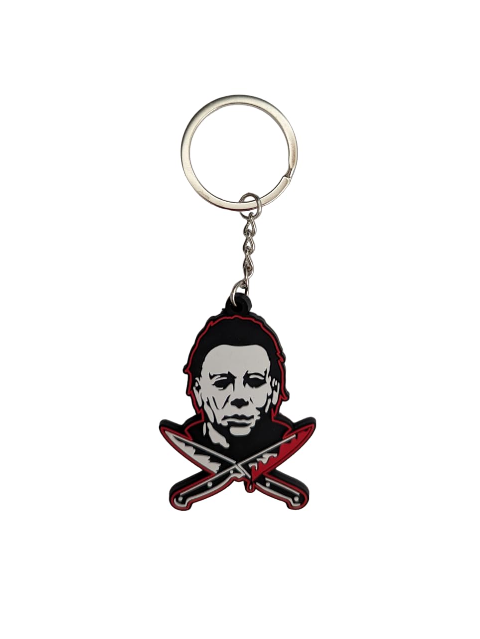 Rock RebelHalloween 2 Michael Myers Crossed Knives Rubber Keychain Keyring