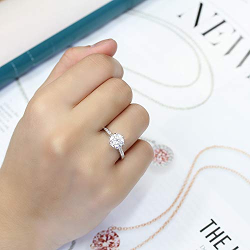 Doubleaccent Platinum Plated Sterling Silver Ring 2 Carat Round Cz Stone 6 Prong Solitaire Wedding Engagement Ring (Size 5 To 9), 5 #TOP4