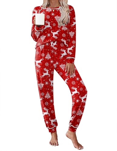 Image of Ekouaer Pajamas Set for Women Soft Comfy Pjs Sets Long Sleeve Sleepwear Loungewear S-XXL
