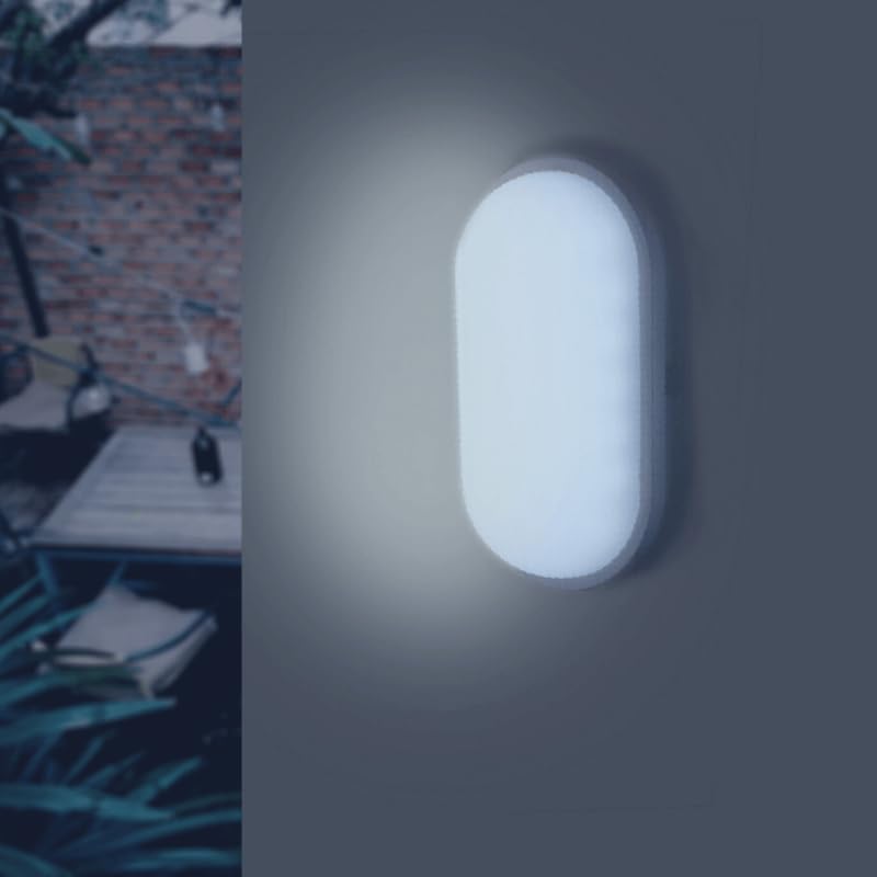 SILAMP Applique LED Murale 20W Blanche Ovale IP65 - Blanc Neutre 4000K - 5500K
