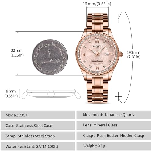 NIBOSI gold stainless steel watch – image 2
