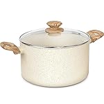 MICHELANGELO Stock Pot - 6 Qt Soup Pot with Lid, Non Stick Pots with Granite Coating, Non Toxic Cooking Pots for All Stovetops, with Stay Cool Handles