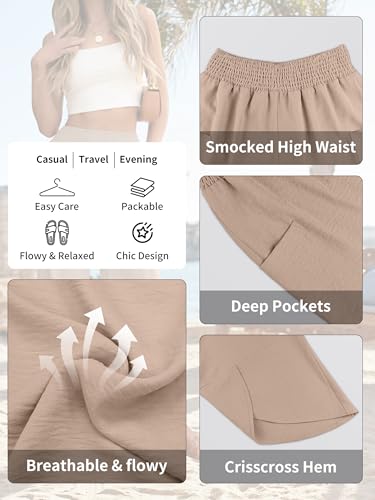 Image of ANRABESS Womens Wide Leg Palazzo Capri Pants 2026 Summer Casual High Waisted Barrel Lounge Flowy Cropped Beach Work Trousers