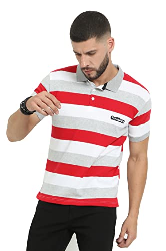 Image of fanideaz Mens Half Sleeve Premium Cotton Stylish Striped Branded Polo T-Shirt for Mens || Polo T Shirt for Men Comfort || Tshirt for Men Stylish Regular fit