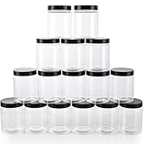 ASelected 16 Pcs Plastic Jars 250 Ml Plastic Jars With Lids Plastic Storage Jars For Kitchen Groceries Spice Cereals Crafts Slime Containers
