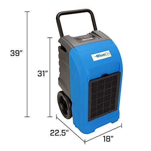 Bluedri Bd-76 Commercial Dehumidifier For Home, Basements, Garages, And Job Sites. Industrial Water Damage Equipment - Pack Of 1, Blue #TOP2