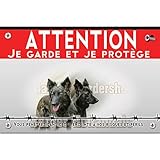 Panneau plastique Attention au chien berger hollandais poil long