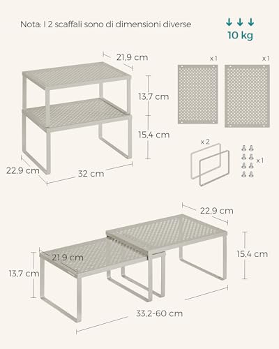 SONGMICS Scaffale Portaspezie, Set di 2 Organizzatori da Cucina - Immagine 5