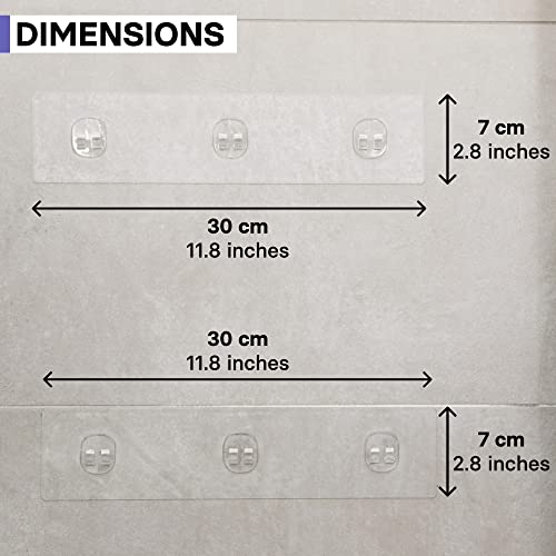 Kincmax 2 Packs Strong Sticky Waterproof Heavy-Duty Wall Adhesives Nail Free Transparent Adhesive Pad No-Trace Wall Stick Adhesives Hook Strip For Shower Caddy, Kitchen Racks, Bathroom Storage Shelves #TOP7