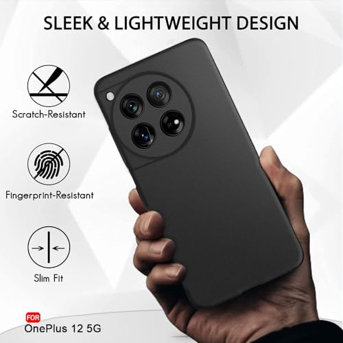 Image of TheGiftKart Sleek Back Cover Case for OnePlus 12 5G | Slim Fit Protective Design | Ultra Matte Finish | Camera Protection Bump | Soft Silicon Back Cover Case for OnePlus 12 5G (Silicone, Black)