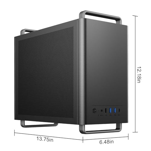 Micro ATX Case, MATX PC Case with Handle for ITX MATX Motherboard, Support for 240 mm Coolers, Graphics Cards up to 310 mm Length, and Micro Power Supply and ATX Standard Power Supply(Without Fans)