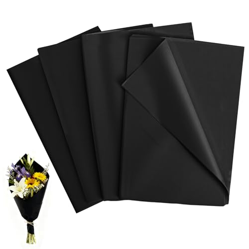 Realjoy 50 Blatt Seidenpapier, 50 x 70 cm, Seidenpapier Verpackungsmaterial, Geschenkpapier zum Verpacken, Packpapier für Geschenkverpackungen, Blumen, Hochzeiten, DIY, Basteln, Geburtstage（Schwarz）