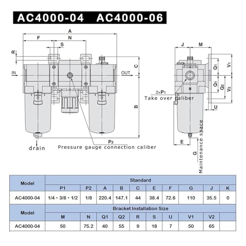 Filtre compresseur AC2000-02 pour stabiliser la pression d'air - 7