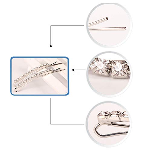 12 Pieces Rhinestone Bobby Pins, Silver Metal Hair Clips Crystal Hair Pin Decorations for Lady Women Girls