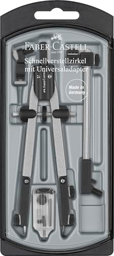 Faber-Castell 174045 - Schnellverstellzirkel mit Universaladapter + Verlängerung und Zubehör