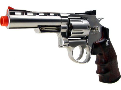 wg full metal 4 revolver co2 non-blowback airsoft pistol-silver(Airsoft Gun)