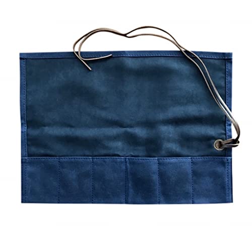 Bleu Marine Toile cirée Cuir Marron Six Montre de Voyage étui de Rangement Rouleau de Coque