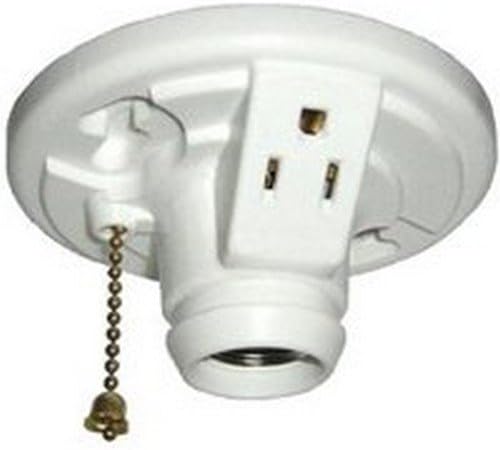 Allied Moulded Steel Lampholder w/Outlet & Pull Chain 1 pk