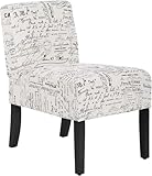 PayLessHere Modern Living Room Chairs - Armless Fabric Accent & Side Chairs with Solid Wood Legs, White