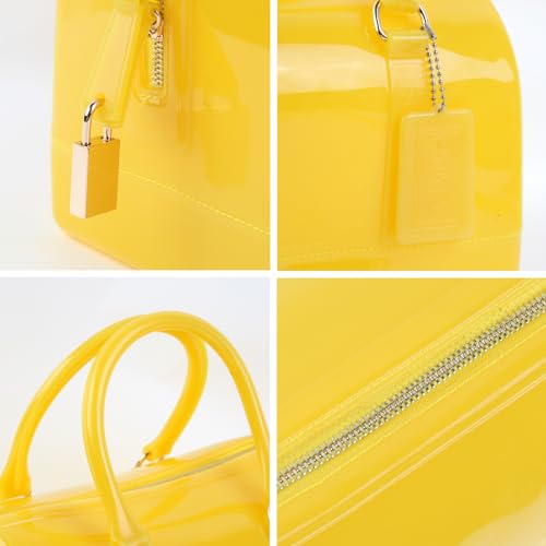 Image of Ladies Summer Jelly Pillow-shaped Top Handle Handbag Candy Color Transparent Crystal Purse