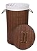 Couronne Château Bambou Panier à linge rond avec couvercle, 58 cm x 35 cm Ø, brun foncé