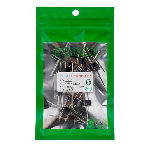 Bojack 10A10 Rectifier Diode 10 A 1000 V Axial 10A10 10 Amp 1000 Volt Electronic Silicon Diodes(Pack Of 25 Pieces) #TOP2